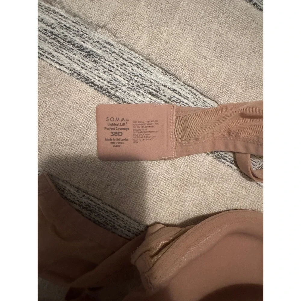 Soma Lightest Lift Perfect Coverage Lace Underwire Bra Nude Tan 38D